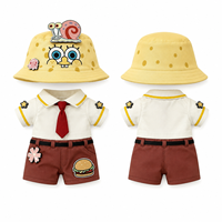 Tenue de poupée sur le thème des dessins animés personnalisée : chapeau bob, chemise, short, décorations hamburger et escargot – Ensemble complet pour poupée en coton de 20 cm à habiller