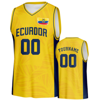 Maillot de basket personnalisé en gros, style drapeau, jaune, 100% polyester, respirant, séchage rapide, sans manches, taille adulte
