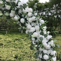 MSFAME Künstliche Blumen Dekoration Runde Gold Metall Silber Hochzeit Halbkreis Bogen Blume