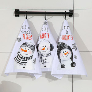 Nouveau produit transfrontalier : Serviette à main de Noël en forme de bonhomme de neige, sans peluches, pour cuisine et salle de bain, torchon. - Product Image 2