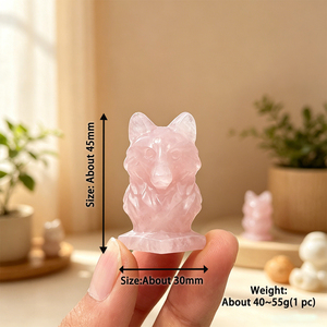 Venta al por Mayor de Cabeza de Lobo Tallada en Cristal Natural, Piedra Curativa Pulida, Estatua de Animal para Decoración del Hogar u Oficina, Regalo de Cumpleaños - Product Image 2