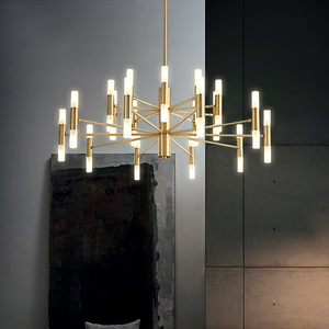 Lampadario Nordic Art Villa per <span class=keywords><strong>Soggiorno</strong></span>, Ingresso, Ristorante, in Vetro Dorato con Candele - Product Image 2