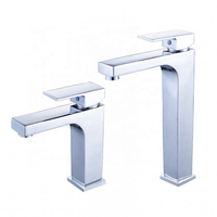 Grifo mezclador monomando de lavabo de aleación de níquel, cromo y zinc, plateado, con válvula cerámica, venta al por mayor