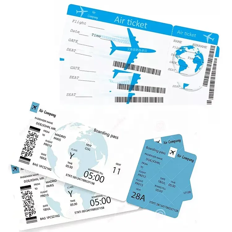 Flight Booking Paper Boarding Pass Airline Ticket Printing