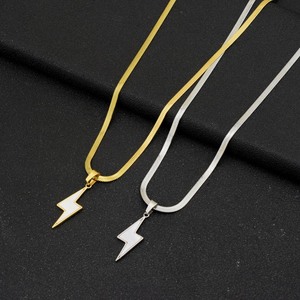 2026 Hot Selling Simple Light Luxury Lightning Pendant Necklace <b>Titanium</b> Steel Unisex's Necklaces Fashion Jewelry Wholesale - Product Image 2