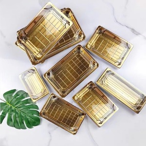 Оптовая продажа, прямоугольная Золотая пластиковая коробка для суши, контейнер для еды для домашних животных, упаковочный лоток для конфет, печенья и пищевых контейнеров - Product Image 4