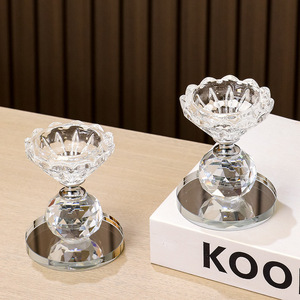 Customized Size Creative Feng Shui Romantic <strong>Lotus</strong> Flower Crystal <strong>Candle</strong> <strong>Holders</strong> for Home Decoration - Product Image 2