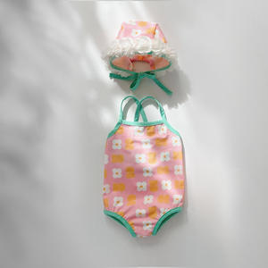 Комплект бикини для девочек в Корейском стиле с цветочным и фруктовым узором, купальник-тройка с вырезом на шее, 2 шт. - Product Image 6