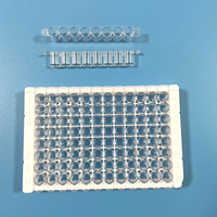 Plastique de laboratoire blanc détachable stérile 96 puits plaque elisa fond plat 8 bandes microplaque