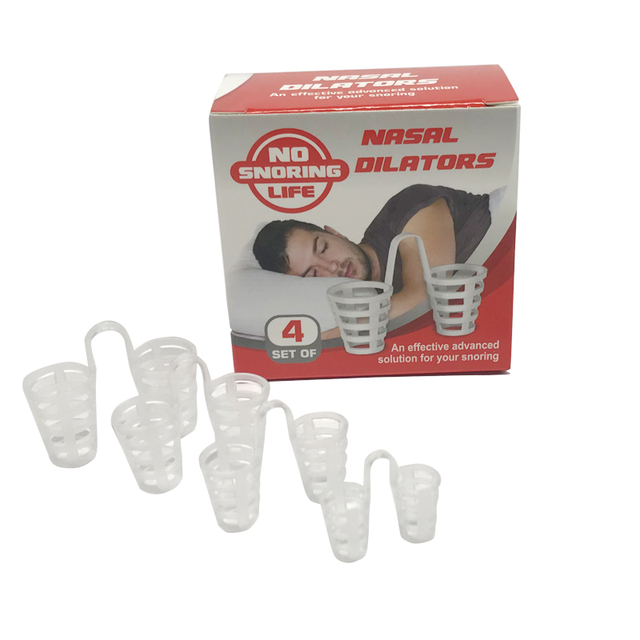 4Piece Set Easy-Breathe Silicone Nose Vents Anti-Snoring Nasal Dilator Reusable Snoring Device to Enjoy a Peaceful Night's Sleep