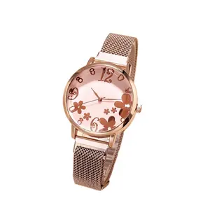 Часы наручные TW540 женские с цветочным циферблатом, популярный товар, повседневные с сетчатым браслетом с цифрами