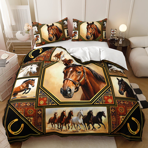 Parure de lit Bohème Sud-ouest à motif cheval, Housse de couette ethnique aztèque géométrique patchwork pour décoration de chambre Western - Product Image 5