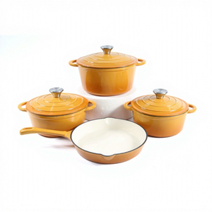 Batterie de cuisine quatre pièces <span class=keywords><strong>en</strong></span> <span class=keywords><strong>fonte</strong></span> émaillée, antiadhésive, style moderne et luxueux, pour soupes, ragoûts et casseroles, compatible <span class=keywords><strong>gaz</strong></span> universel, faible MOQ - Product Image 5