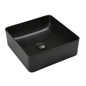Italienische Hoch temperatur brand matte Farbe Kunst schwarz Waschbecken Arbeits platte Waschbecken Badezimmer quadratische Waschbecken