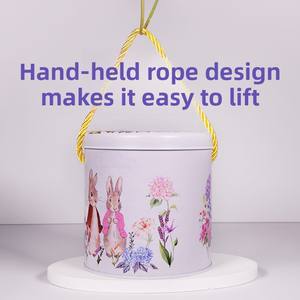 Cajas de hierro de mano al por mayor de fabricante, latas de dulces de conejo blanco, cajas de azúcar, latas redondas de galletas - Product Image 4