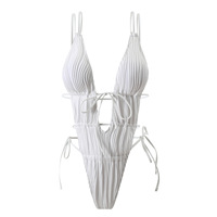 Nouveau style : Maillot de bain une pièce sexy à cordon de serrage et dos nu, motif floral – Collection Voyage des Fleurs