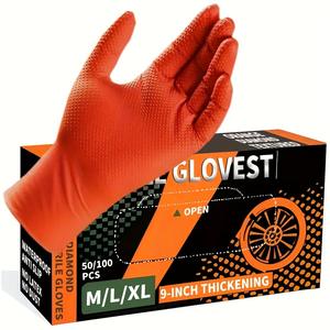8 Mil Nitrile Light Orange Diamond Disposable Medical <strong>Gloves</strong> Safety <strong>Gloves</strong> Latex Free Box of 100 - Product Image 2