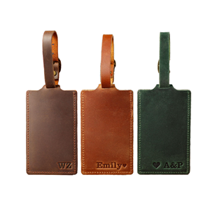 Étiquette de bagage personnalisée en cuir de vachette véritable avec logo, élégante et portable, idéale comme cadeau de voyage - Product Image 1