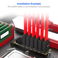 Kartu Adaptor M.2 NVMe Ke 6 Port SATA 3.0 untuk Laptop/PC Aluminium Alloy Heatsink Kecepatan Transfer 6Gbps Ekspansi HDD/SSD yang Dapat Ditumpuk