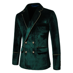 <span class=keywords><strong>Costume</strong></span> pour <span class=keywords><strong>homme</strong></span> 2 pièces en <span class=keywords><strong>velours</strong></span> incrusté bord doré Costumes pour <span class=keywords><strong>homme</strong></span> double boutonnage robe de soirée veste et pantalon de mariage - Product Image 4
