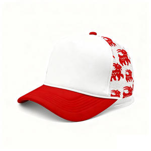 Venta al por mayor de 5 paneles de cuerda de espuma roja deportes al aire libre patrón liso gorra de malla de alta calidad personalizado impreso Animal estampado gorra de camionero Cabra - Product Image 2