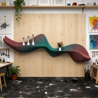 Estante de Pared de Madera Sostenible con Color Degradado Personalizado, Arte Folclórico Moderno, Adornos Colgantes para Pared, Uso en Sala de Estar y Hoteles ML