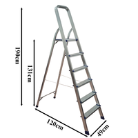 EN131 Aluminium 6063 6-Stufen Klappbare Rutschfeste Stufenleiter 150kg Tragfähigkeit Modernes Design Langlebige Haushaltsleiter