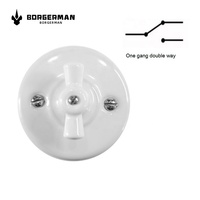 Interrupteurs muraux décoratifs Borgerman 1 poste double voie 250V, style vintage rétro en porcelaine pour maison, interrupteur mural en céramique