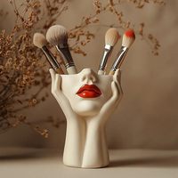 Forme de tête pour femmes Boho décoration visage Vase Vintage maquillage porte-pinceau maquillage organisateur maquillage organisateur pour la décoration intérieure