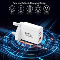Pengisi Daya USB C PD 20W Adaptor Daya Port Ganda untuk Tablet iPhone Max Galaxy Pixel 4/3 IPad/IPad Mini Tipe C Pengisi Daya Dinding PD Cepat