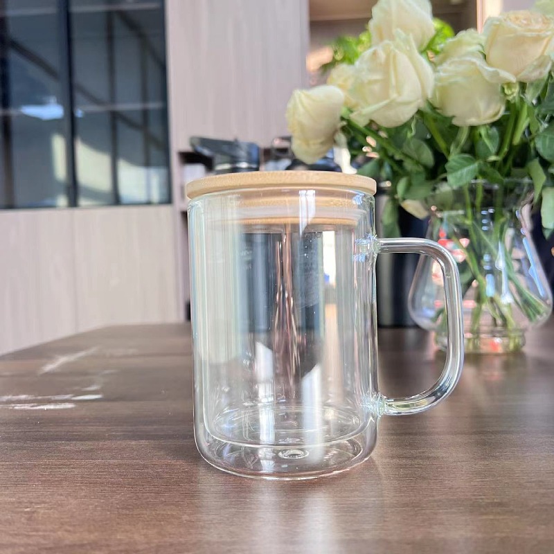 Tasse transparente double couche de 15 oz