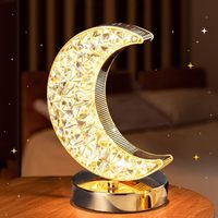 Lampe de table décorative à lumière lunaire, cadeau d'anniversaire pour enfants, lampe de table moderne en cristal LED rechargeable, étoiles LED, lune