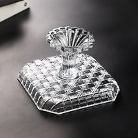 Plateau à bonbons en verre cristal à motif uni de style européen, créatif, sur pied haut, pour salon, table basse, dessert, plateau à thé, assiette à collation