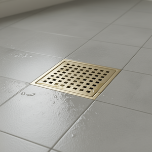 Drain de sol de douche carré de 6 pouces, design moderne, finition brossée pour salle de bain - Product Image 2