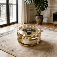 Table basse au design créatif de montre-bracelet, banc à thé circulaire en fibre de verre robuste, mobilier de réception de salon original