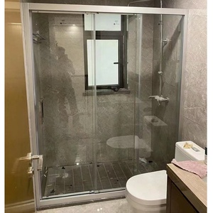 Cabina <span class=keywords><strong>Doccia</strong></span> di Lusso in Alluminio per Hotel e Ville, 72x84, Vetro Temperato, Combinazione Vasca e Porta Scorrevole - Product Image 5