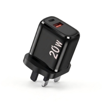 Cantell PD - Adaptador de Corriente de 20 W con Enchufe para Reino Unido, Estados Unidos y Europa, Cargador de Pared con Carga Súper Rápida Tipo C para iPhone 16 17 Pro Max