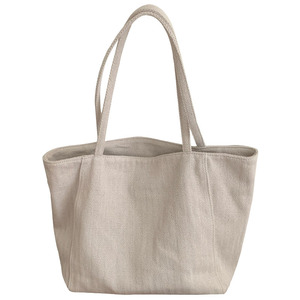 Women's Large Capacity Tote Bag Canvas Off White Magnetic Buckle Zippered Pocket Everyday Commuter Shoulder Bag - Product Image 4