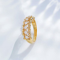 Bague de mode en or jaune 18 carats avec diamant de laboratoire rond et serti, pour femme, bijoux fins, empilable