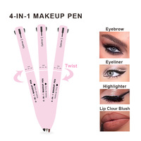 Crayon de Maquillage Multifonction 4-en-1 Personnalisable : Crayon à Sourcils, Eyeliner, Crayon à Lèvres et Illuminateur