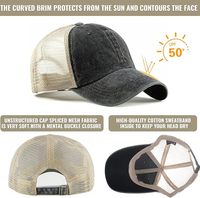 Wins Flying Venta al por mayor con MOQ bajo de gorras personalizadas bordadas, gorras de malla tipo camionero vintage lavadas en blanco, gorras de algodón desgastadas estilo 'Dad Hat'