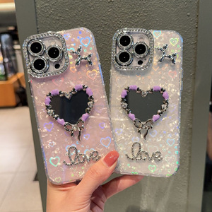 Funda Protectora para Teléfono Móvil con Espejo de Dibujos Animados Smile Lovely para iPhone 17, Todos los Modelos 16, 15, 14, <span class=keywords><strong>13</strong></span> <span class=keywords><strong>Pro</strong></span> <span class=keywords><strong>Max</strong></span>, 12, Marco para Cámara, Película Protectora - Product Image 3