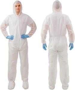Tuta Protettiva Monouso di Alta Qualità, Classica e Base, CE Cat 3 Tipo 5/6, Impermeabile, Traspirante, Bianca con Cappuccio, in Microporo - Product Image 4