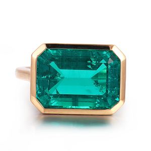Provence <strong>Jewelry</strong> Lab Grown <strong>Emerald</strong> Ring Solid 14K Yellow Gold 10*14mm <strong>Emerald</strong> Cut Colombia <strong>Emerald</strong> Ring Fine <strong>Jewelry</strong> for Women - Product Image 2