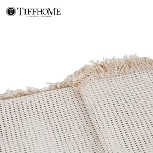 Tiff Home individuelle Eigenmarke 240 × 70 cm bio-weiße gehäkelte Kunstleder-Quette für alle Jahreszeiten