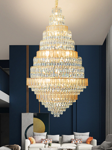 Magnífica y magnífica iluminación de araña Led de cristal superior de Color dorado, plateado y azul, diseño moderno para Villa de capa de primavera - Product Image 2