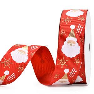 YAMA Desain Pabrik Foil Gold Dicetak 25Mm Selamat Natal Santa Claus Grosgrain Pita Natal - Product Image 1