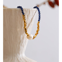 Bracelet JINYOU 7687 en cristal facetté bleu foncé, plaqué or, en acier inoxydable, avec une seule perle de culture d'eau douce