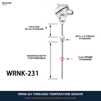 Sonde thermocouple blindée flexible de type K et capteur PT100 RTD WEDONE avec sonde pliable, diamètre, longueur, filetage et fixation personnalisés
