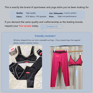 Conjunto de Yoga al por Mayor de la Misma Marca con Logo Frontal <span class=keywords><strong>para</strong></span> Mujer, Ropa Deportiva de Cintura Alta, Leggings de Gimnasio <span class=keywords><strong>para</strong></span> Entrenamiento y <span class=keywords><strong>Pilates</strong></span>, 2 Piezas - Product Image 3